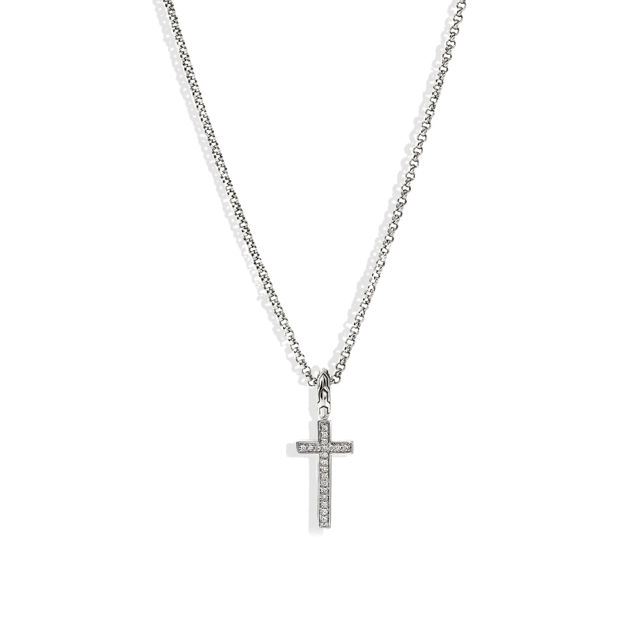 John Hardy Essential Silver Diamond Pave Cross Necklace