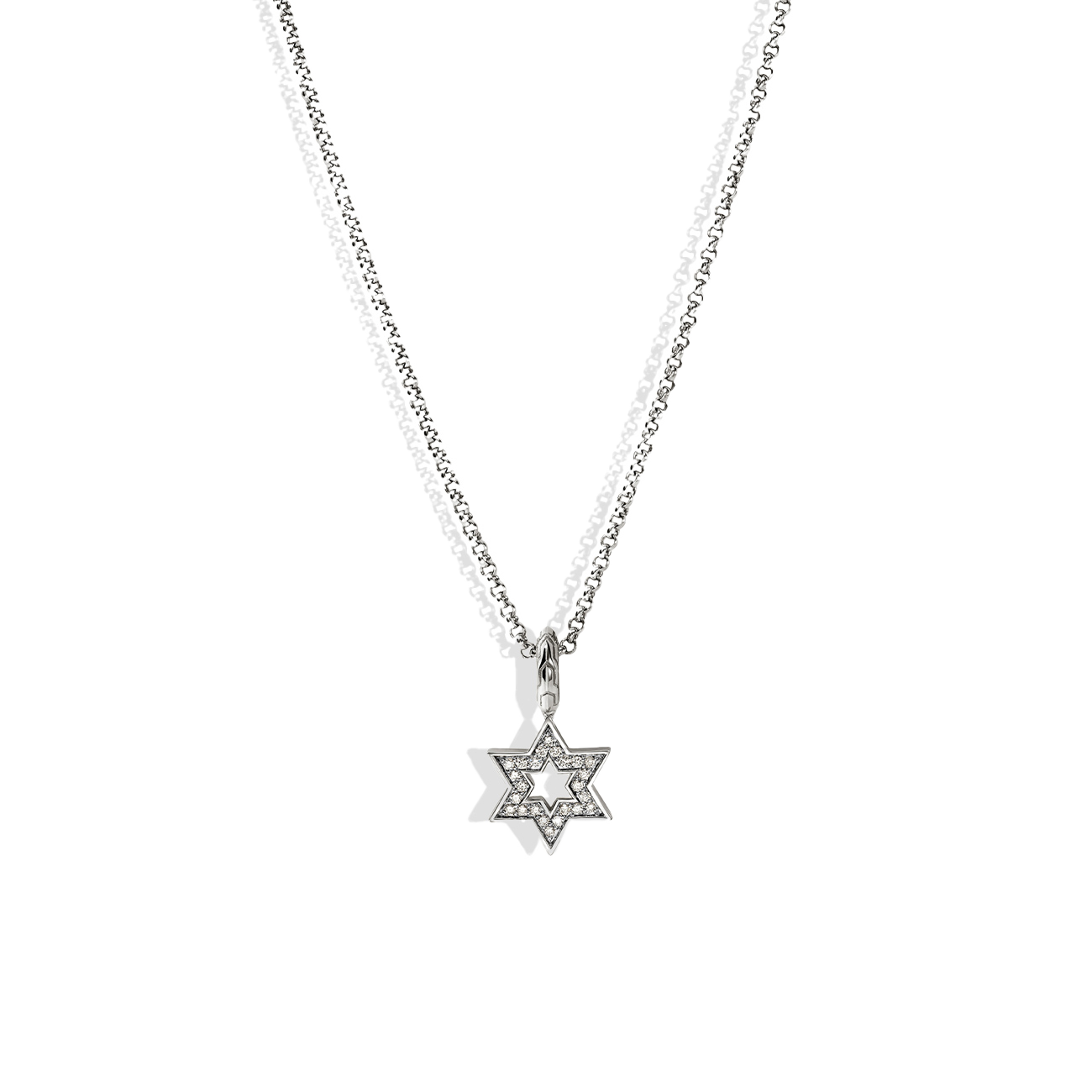 John Hardy Essential Silver Diamond Pave Star of David Necklace