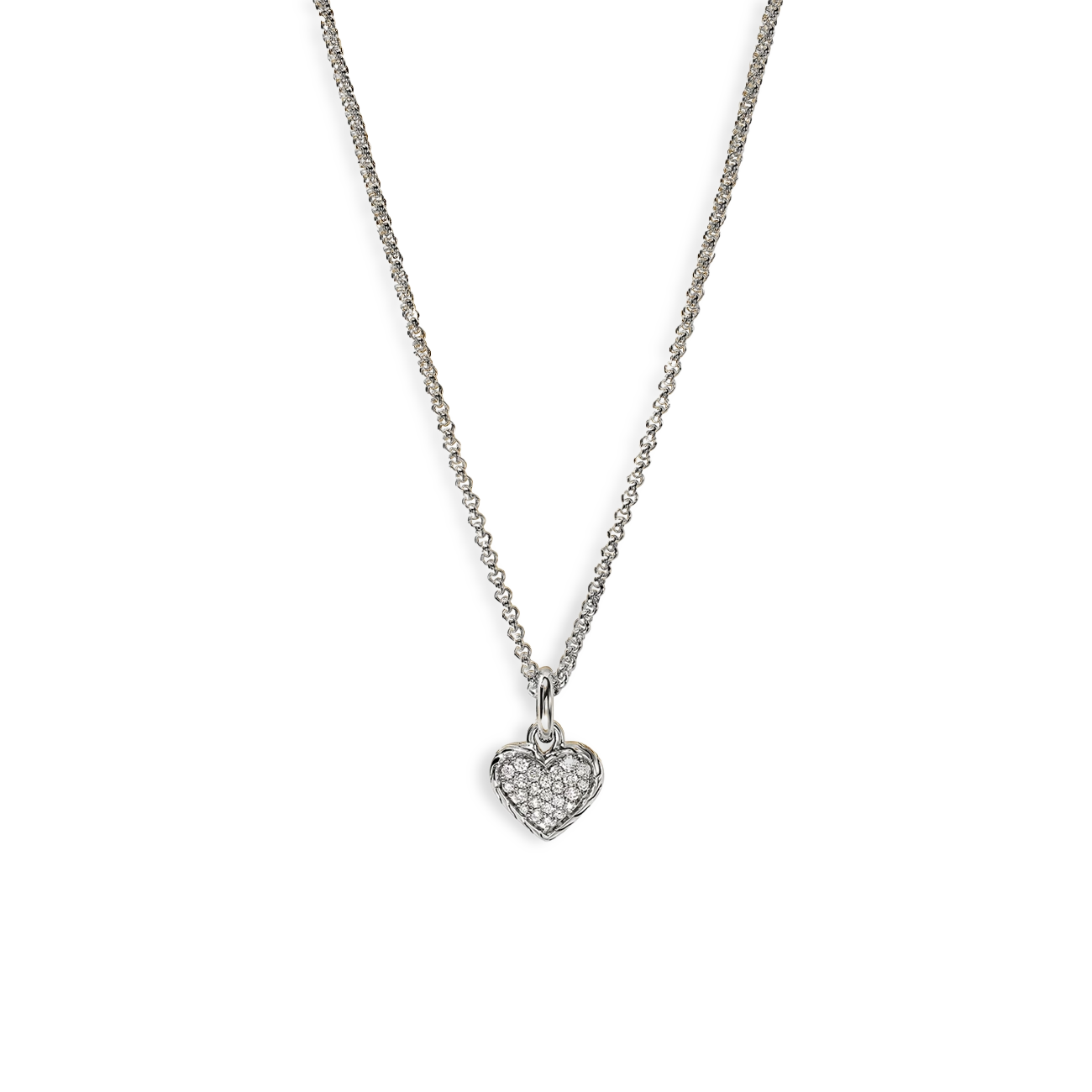 John Hardy Essentials Silver Diamond Heart Necklace