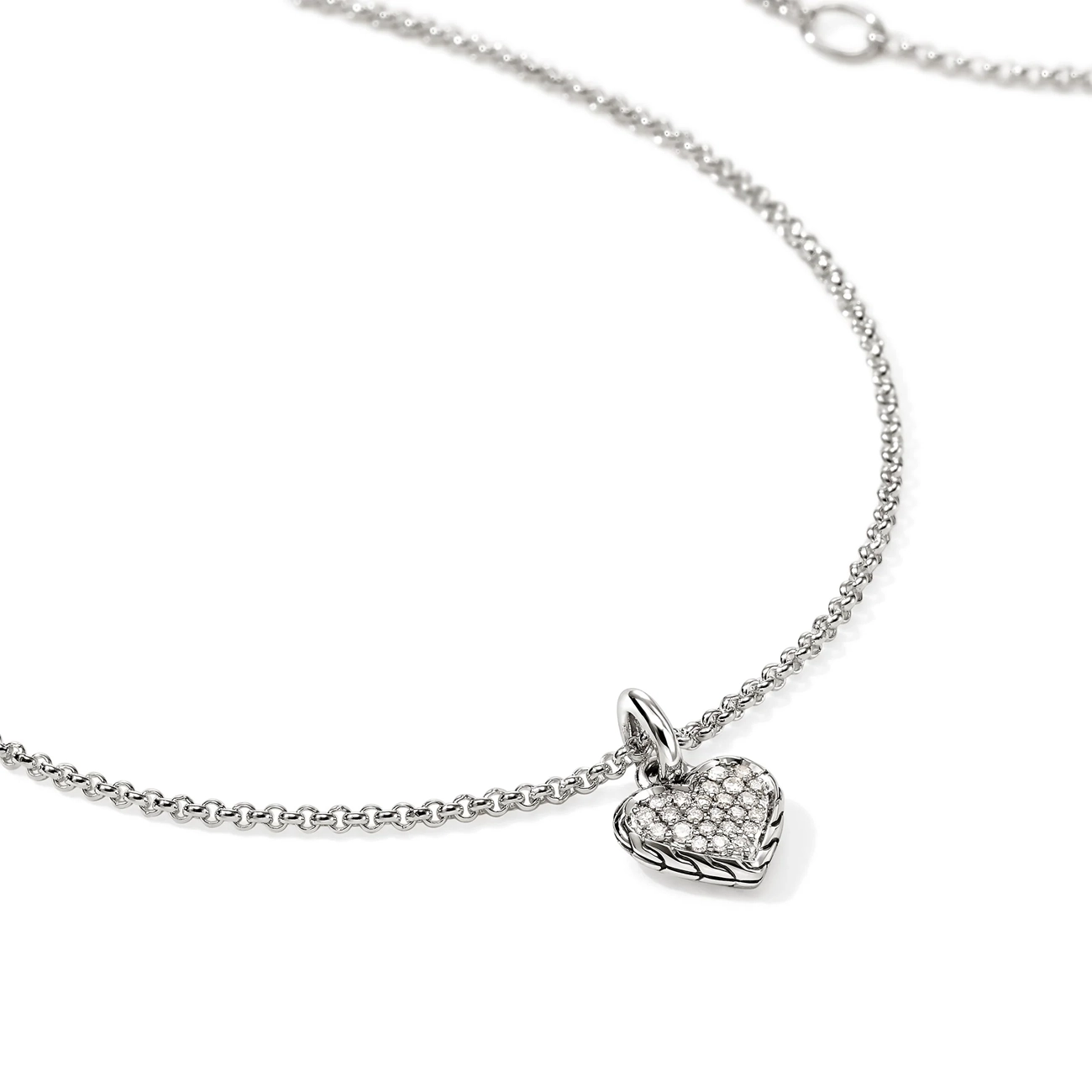 John Hardy Essentials Silver Diamond Heart Necklace