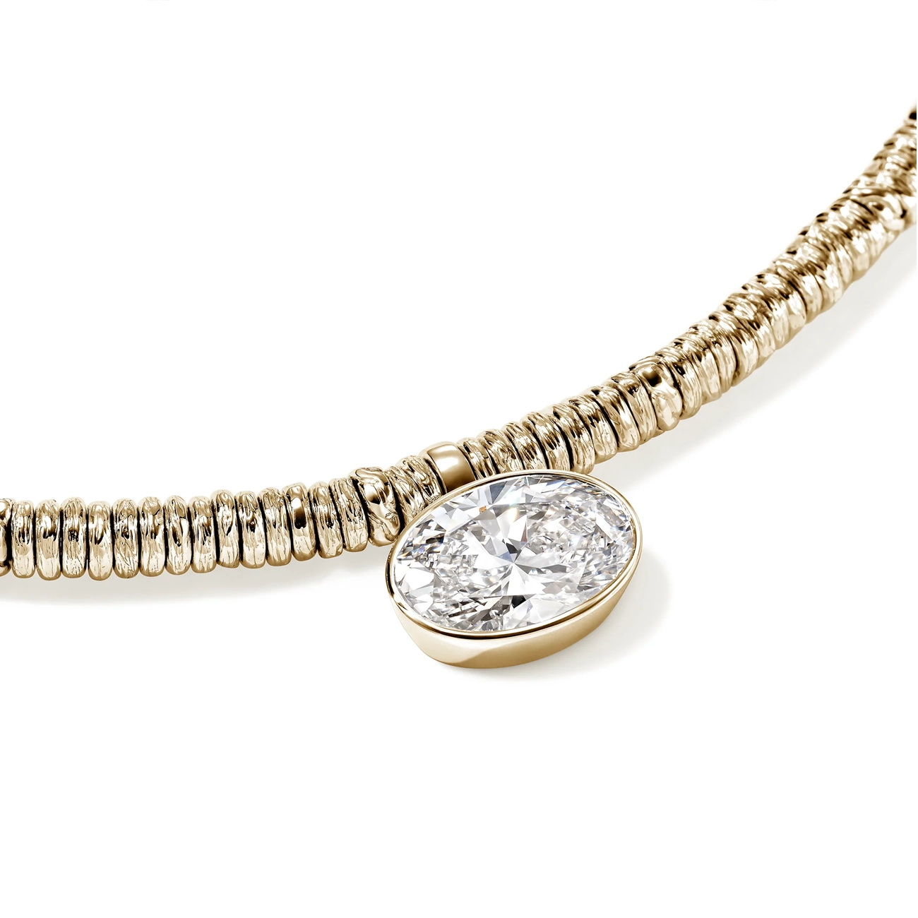 John Hardy Gold Lovestruck 5 Carat Lab Diamond Heishi Pendant Necklace