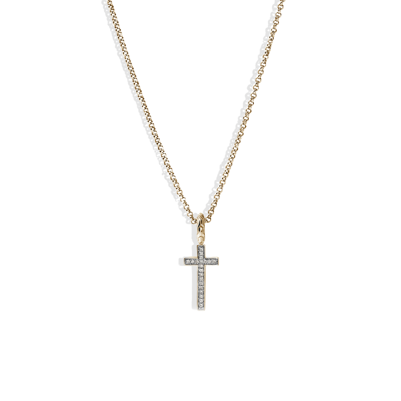 John Hardy Essentials Diamond Pave Gold Cross Necklace