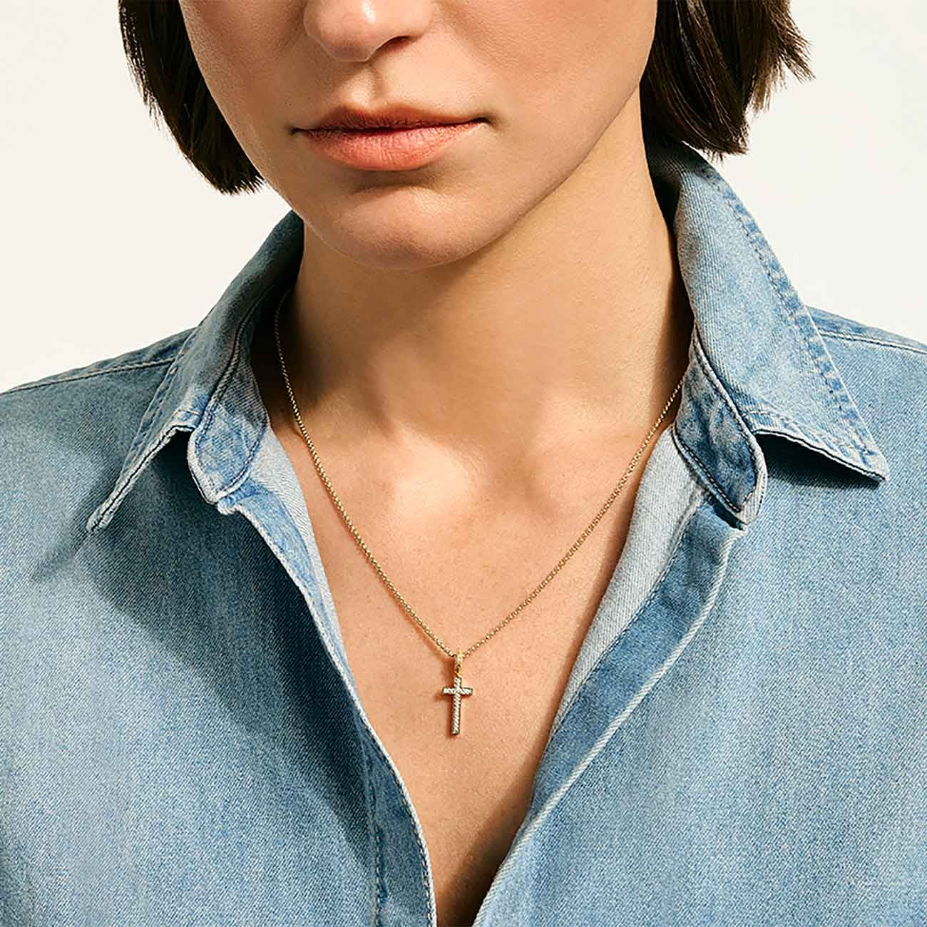 John Hardy Essentials Diamond Pave Gold Cross Necklace