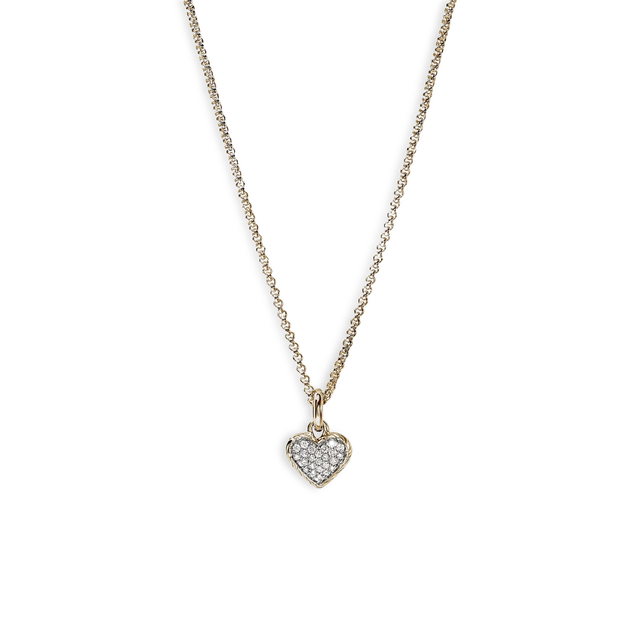 John Hardy Essentials Gold Diamond Heart Pendant Necklace