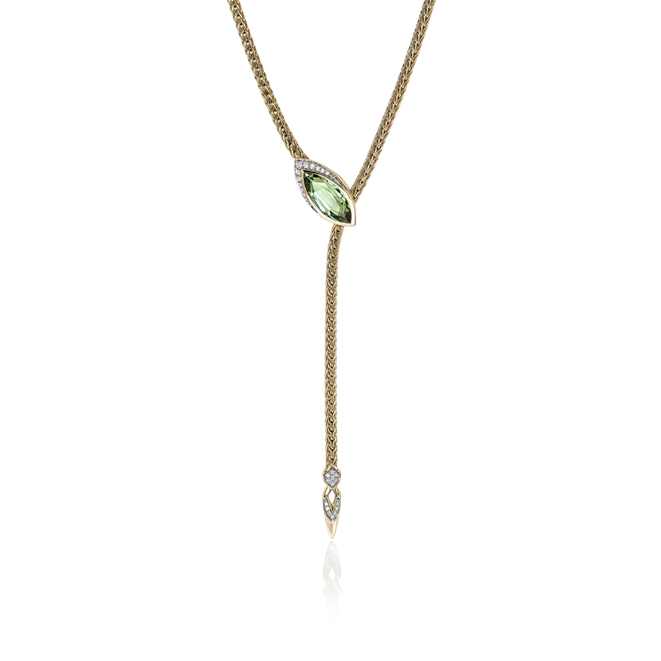 John Hardy Artisan Series Naga Green Tourmaline Lariat Necklace