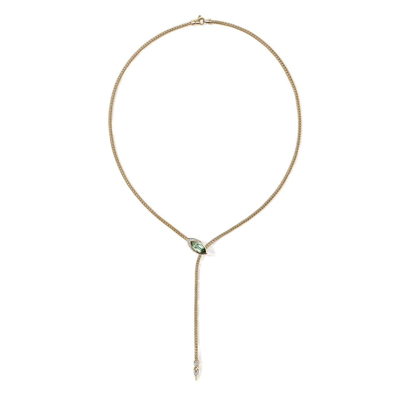 John Hardy Artisan Series Naga Green Tourmaline Lariat Necklace