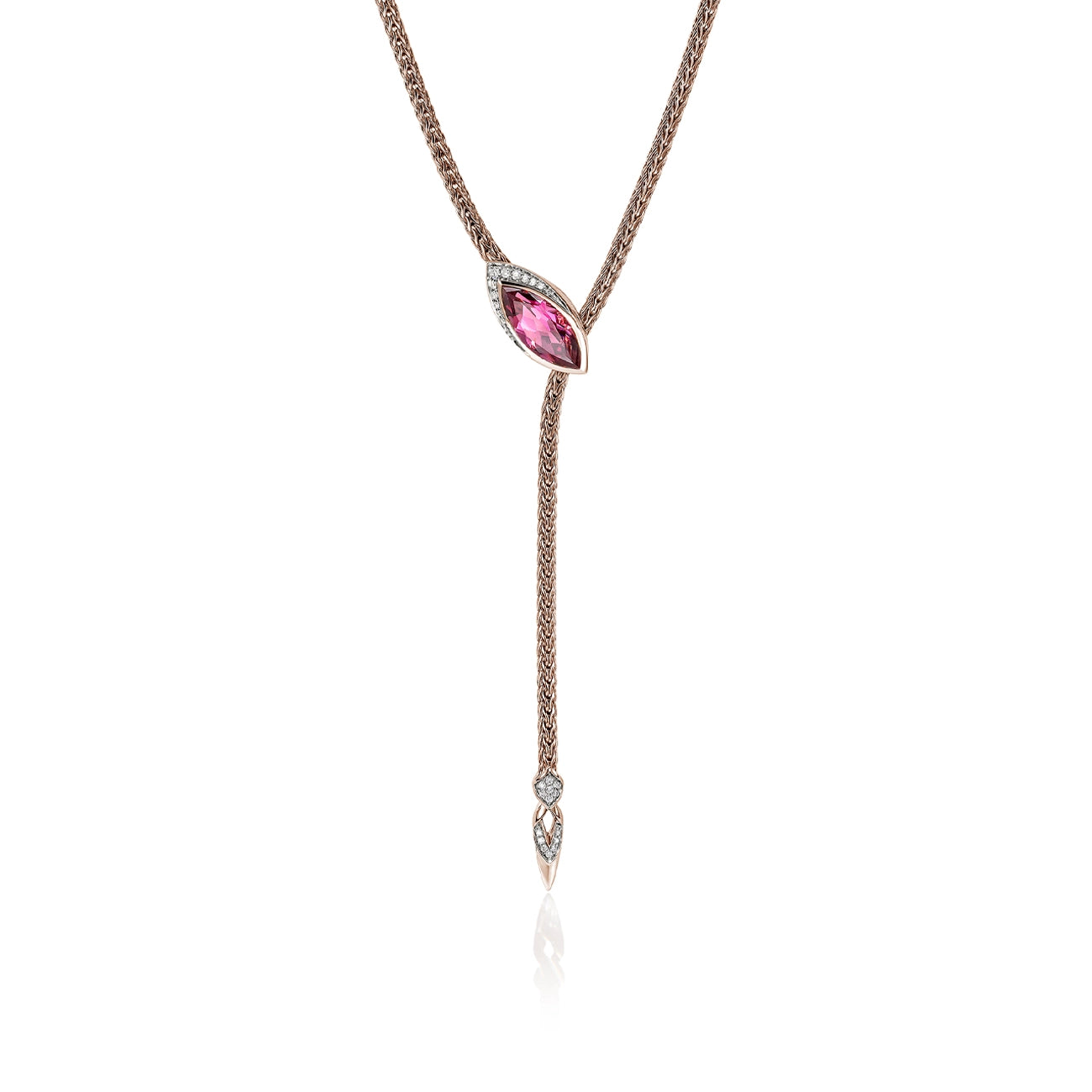 John Hardy Artisan Series Naga Pink Tourmaline Lariat Necklace