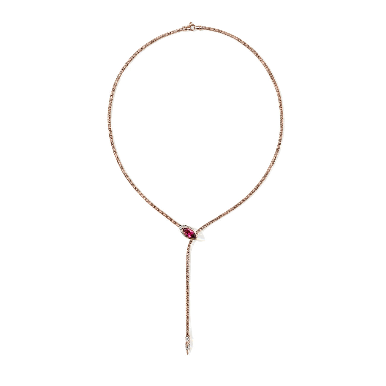John Hardy Artisan Series Naga Pink Tourmaline Lariat Necklace