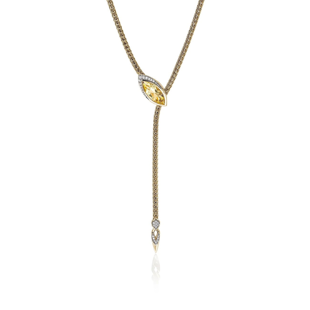 John Hardy Artisan Series Naga Yellow Beryl Lariat Necklace
