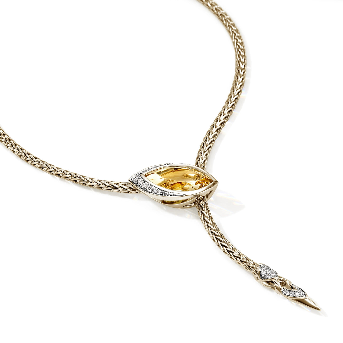 John Hardy Artisan Series Naga Yellow Beryl Lariat Necklace