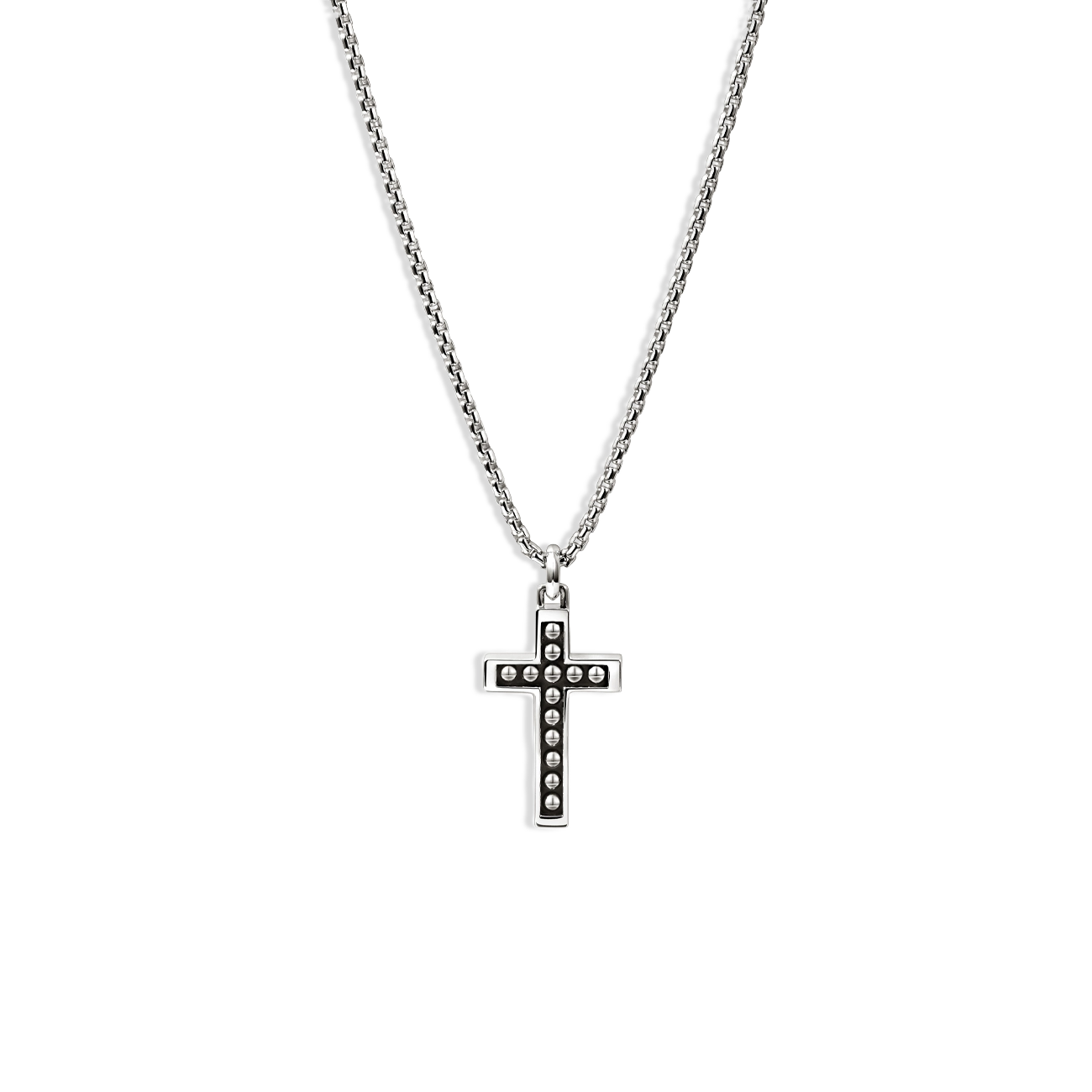 John Hardy Nailhead Silver Cross Pendant Necklace
