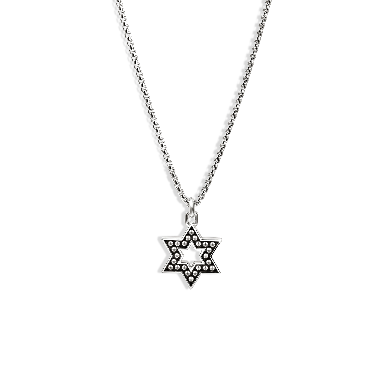 John Hardy Nailhead Silver Star of David Pendant Necklace