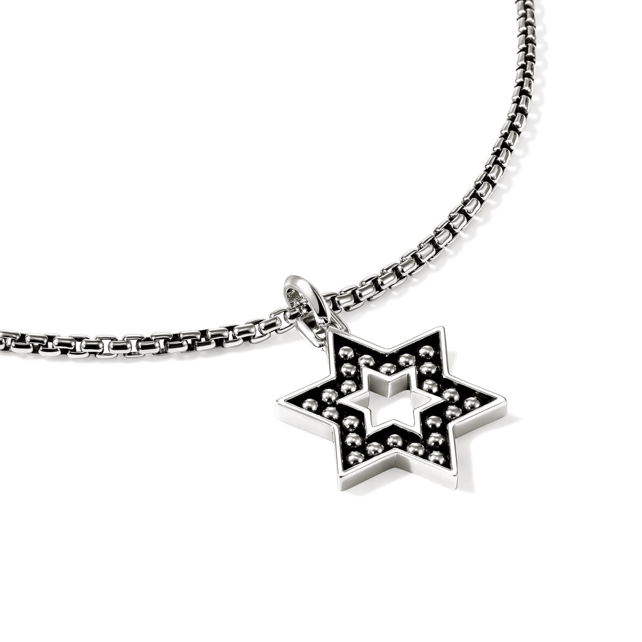 John Hardy Nailhead Silver Star of David Pendant Necklace