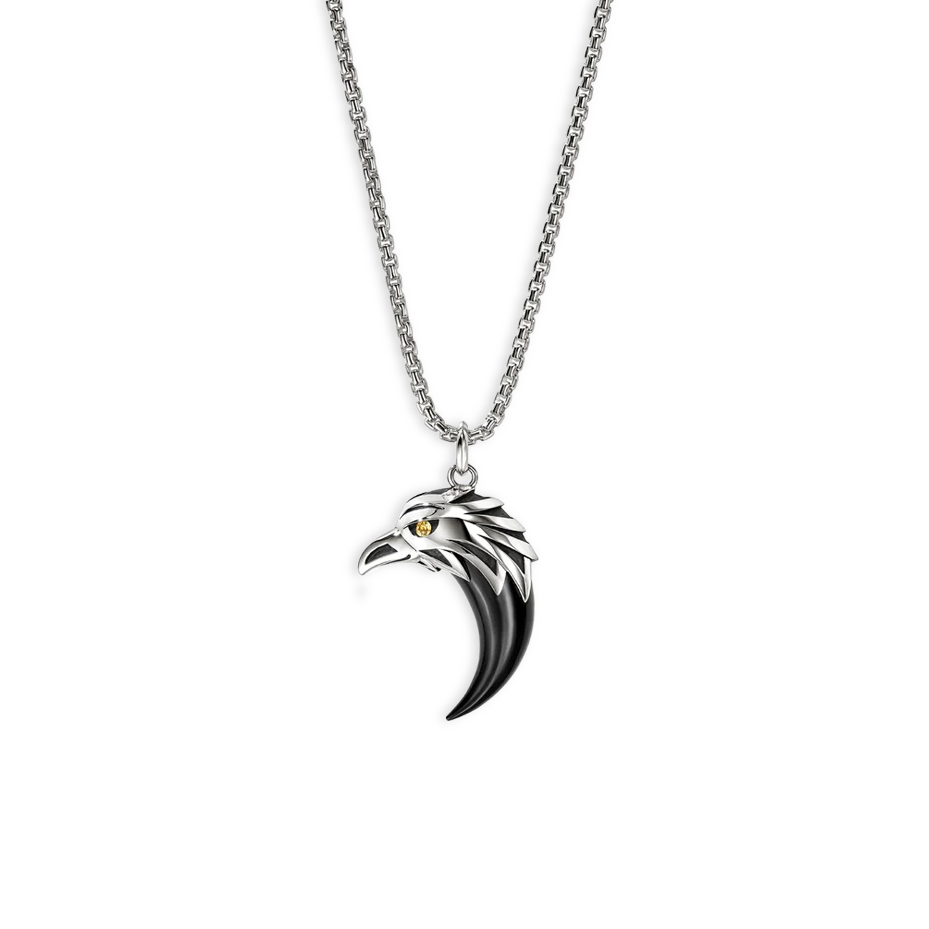 John Hardy Legends Onyx and Yellow Sapphire Eagle Pendant Necklace