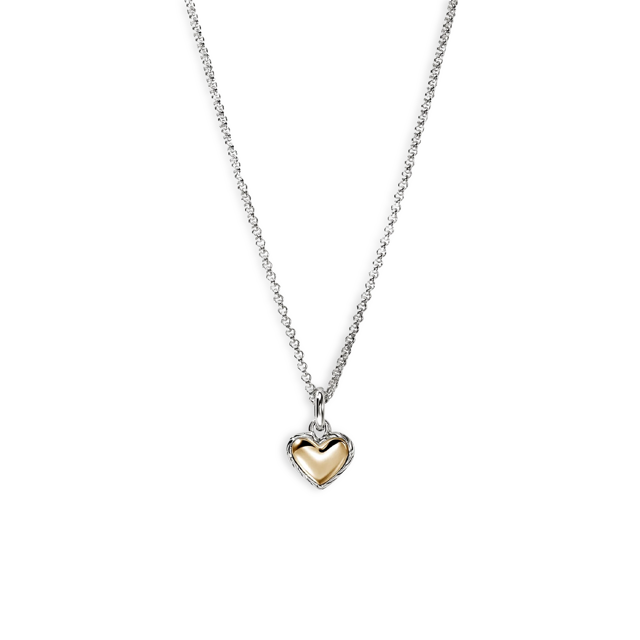 John Hardy Essentials Silver and Gold Heart Pendant Necklace