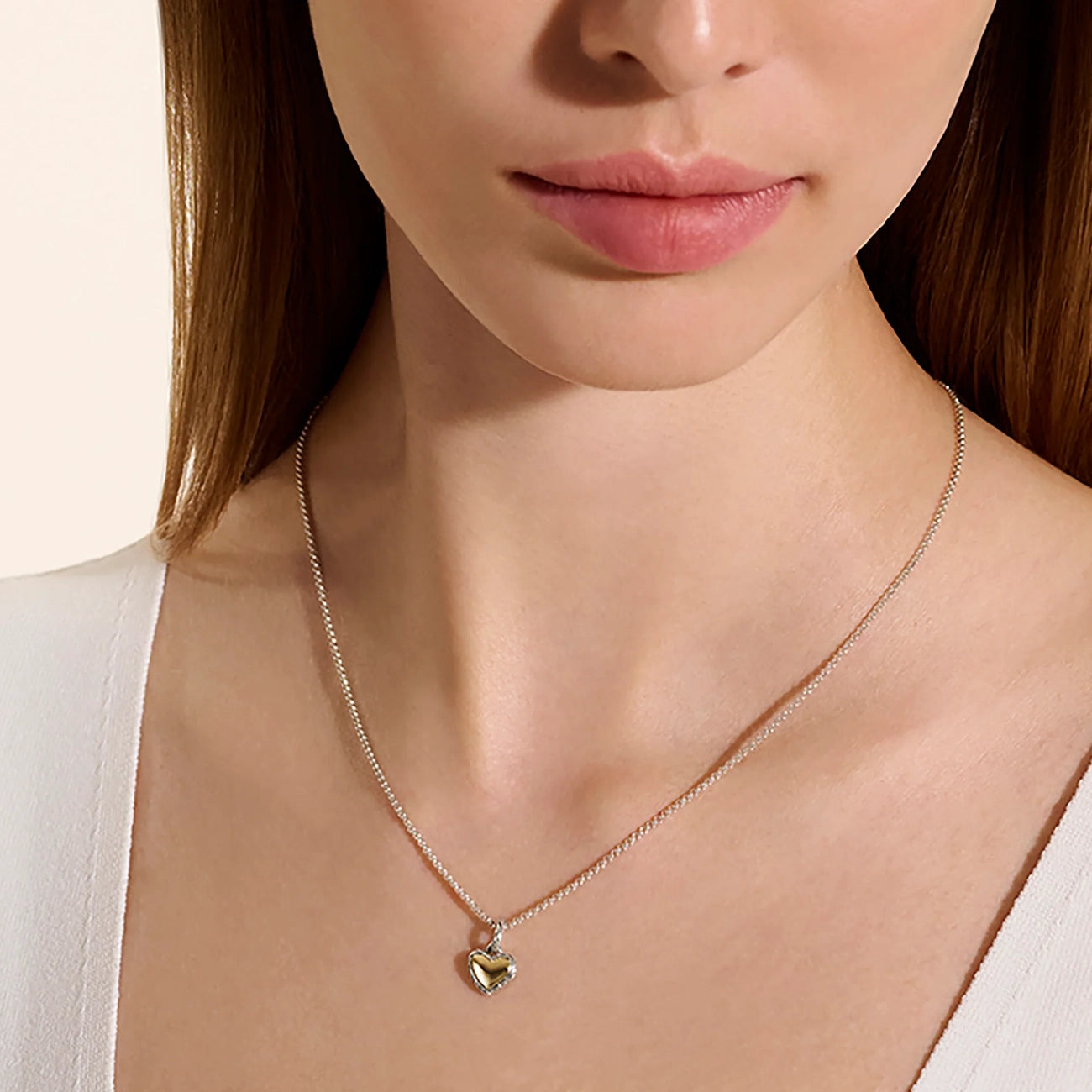John Hardy Essentials Silver and Gold Heart Pendant Necklace