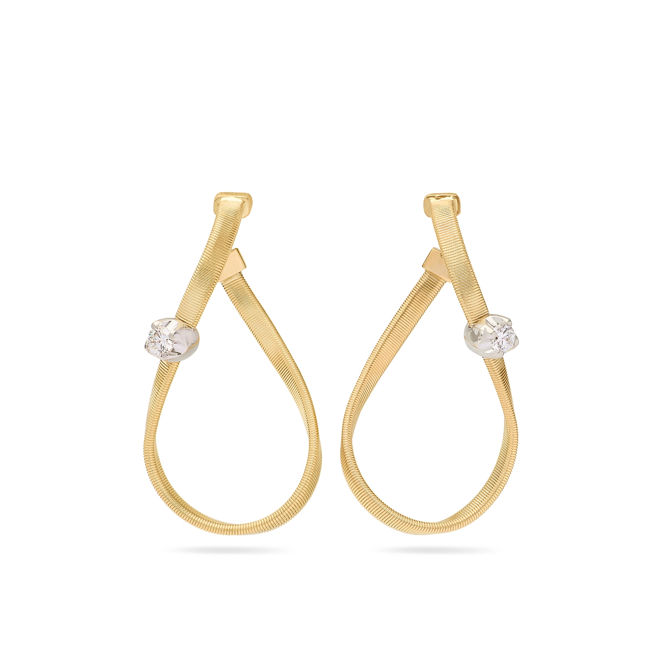 Marco Bicego Twisted Diamond Marrakech Hoop Earrings