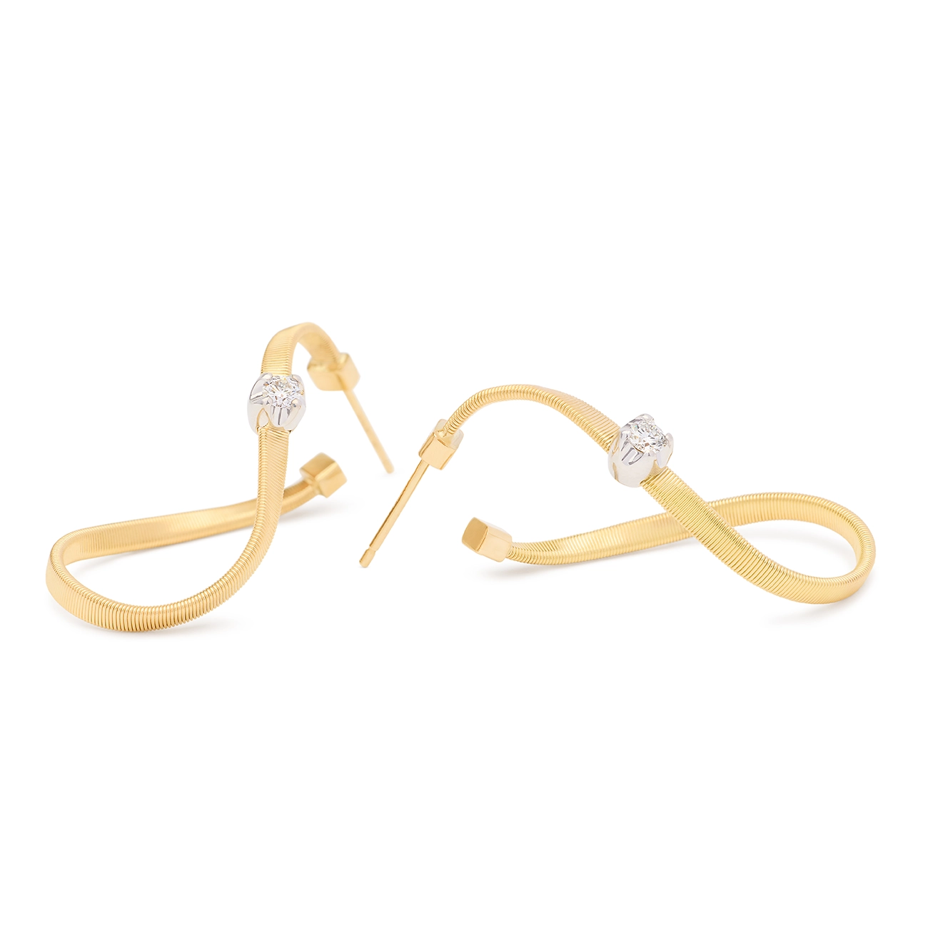 Marco Bicego Twisted Diamond Marrakech Hoop Earrings