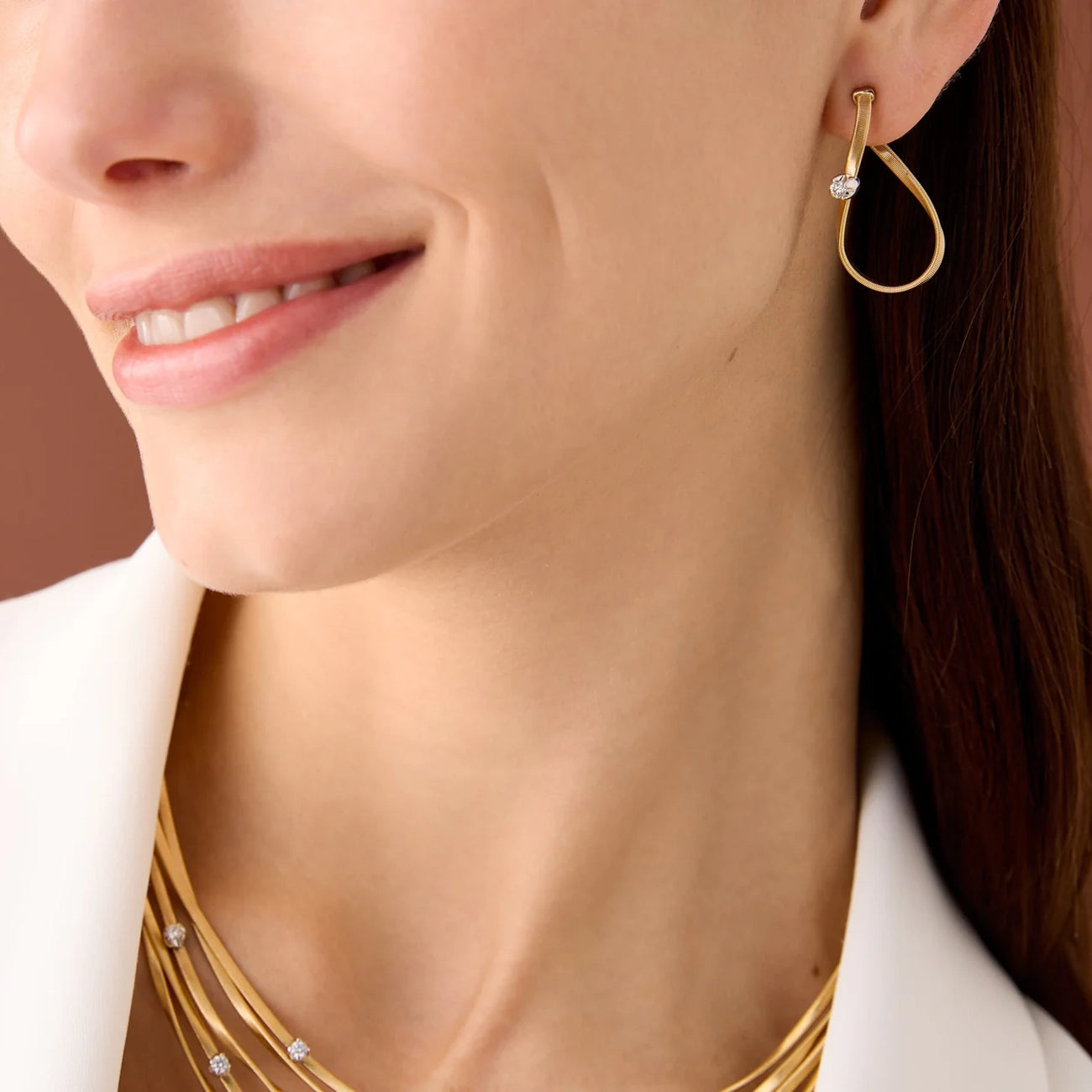Marco Bicego Twisted Diamond Marrakech Hoop Earrings
