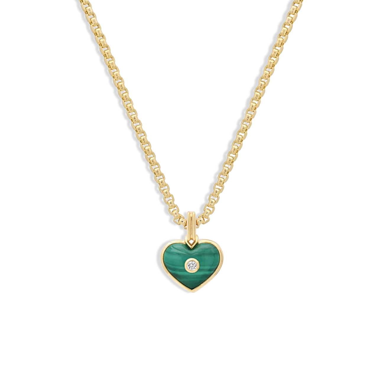 Helena Rose Mini Malachite Love Heart Pendant Necklace