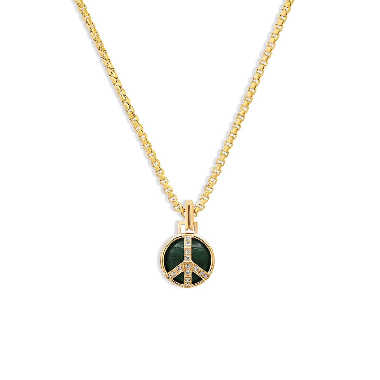 Helena Rose Mini Malachite Peace Pendant Necklace