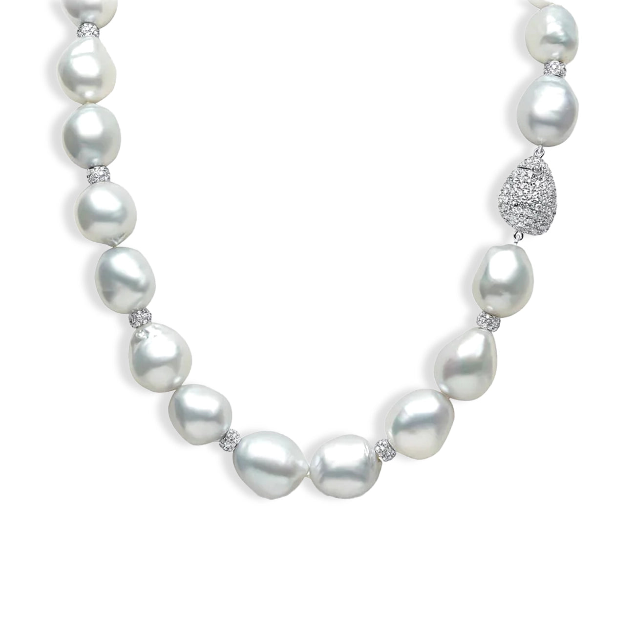 Yoko London Baroque Pearl and Diamond Strand Necklace