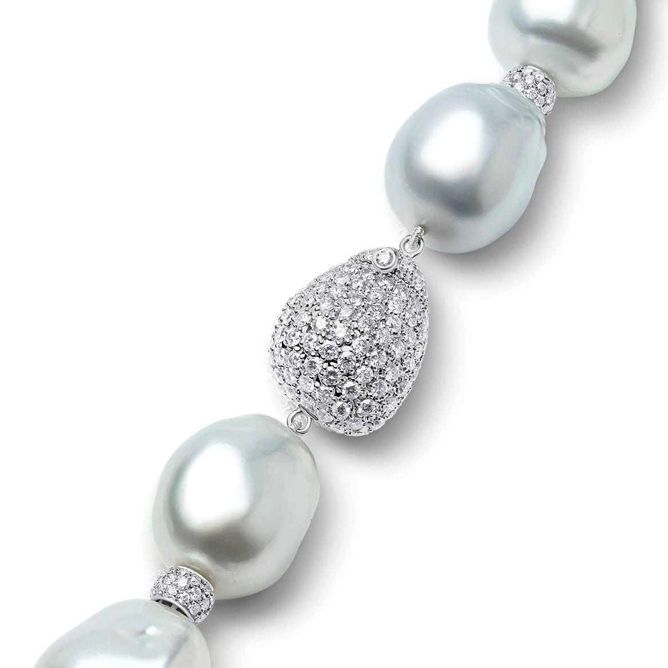 Yoko London Baroque Pearl and Diamond Strand Necklace
