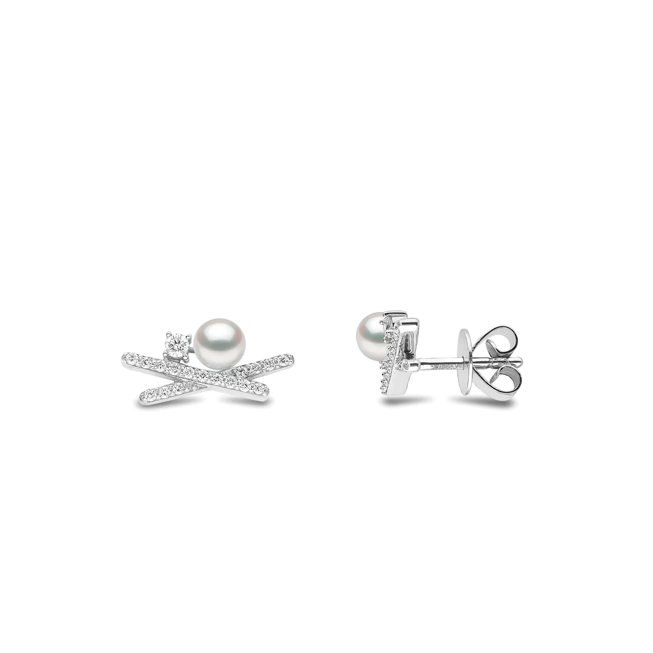 Yoko London Sleek Akoya Pearl Cross Earrings
