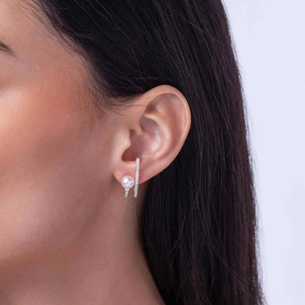 Yoko London Baby Glitz Akoya Pearl Spiral Cuff Earrings