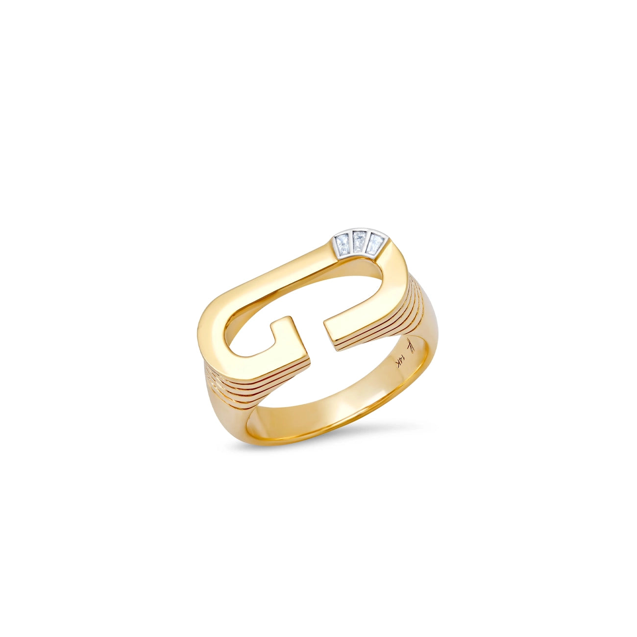 Helena Rose Grandsize Ribbed Initial Ring