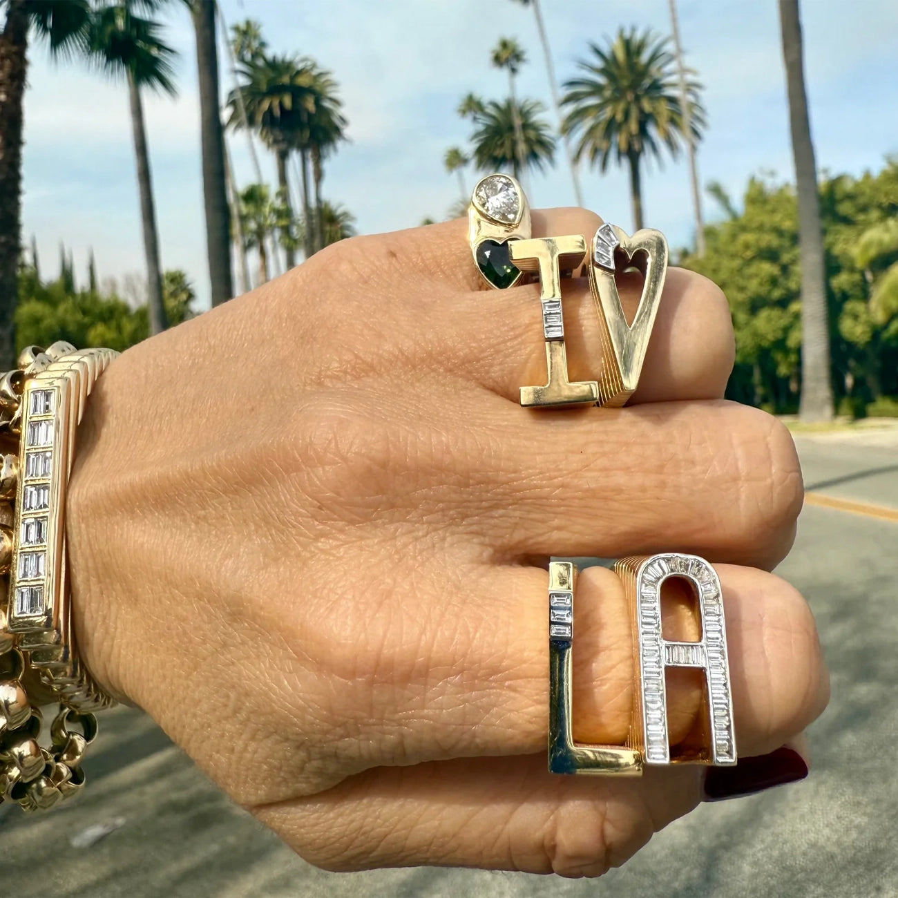 Helena Rose Grandsize Ribbed Initial Ring