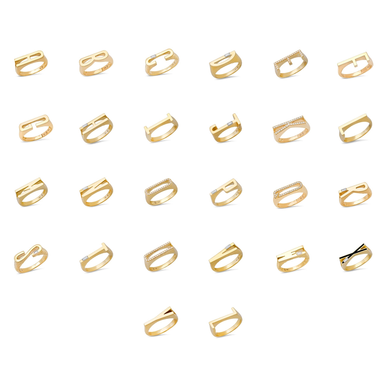 Helena Rose Ribbed Initial Ring