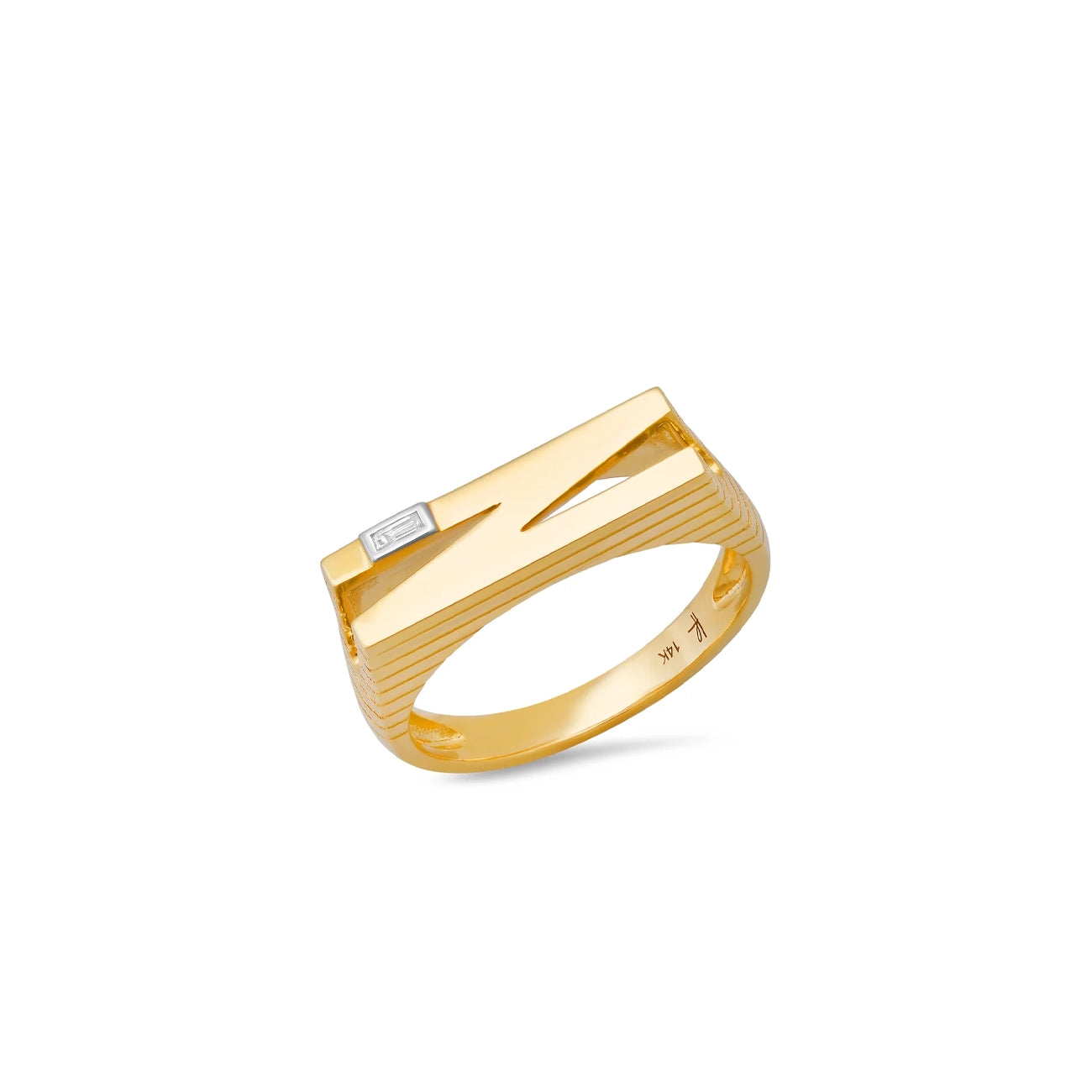 Helena Rose Ribbed Initial Ring