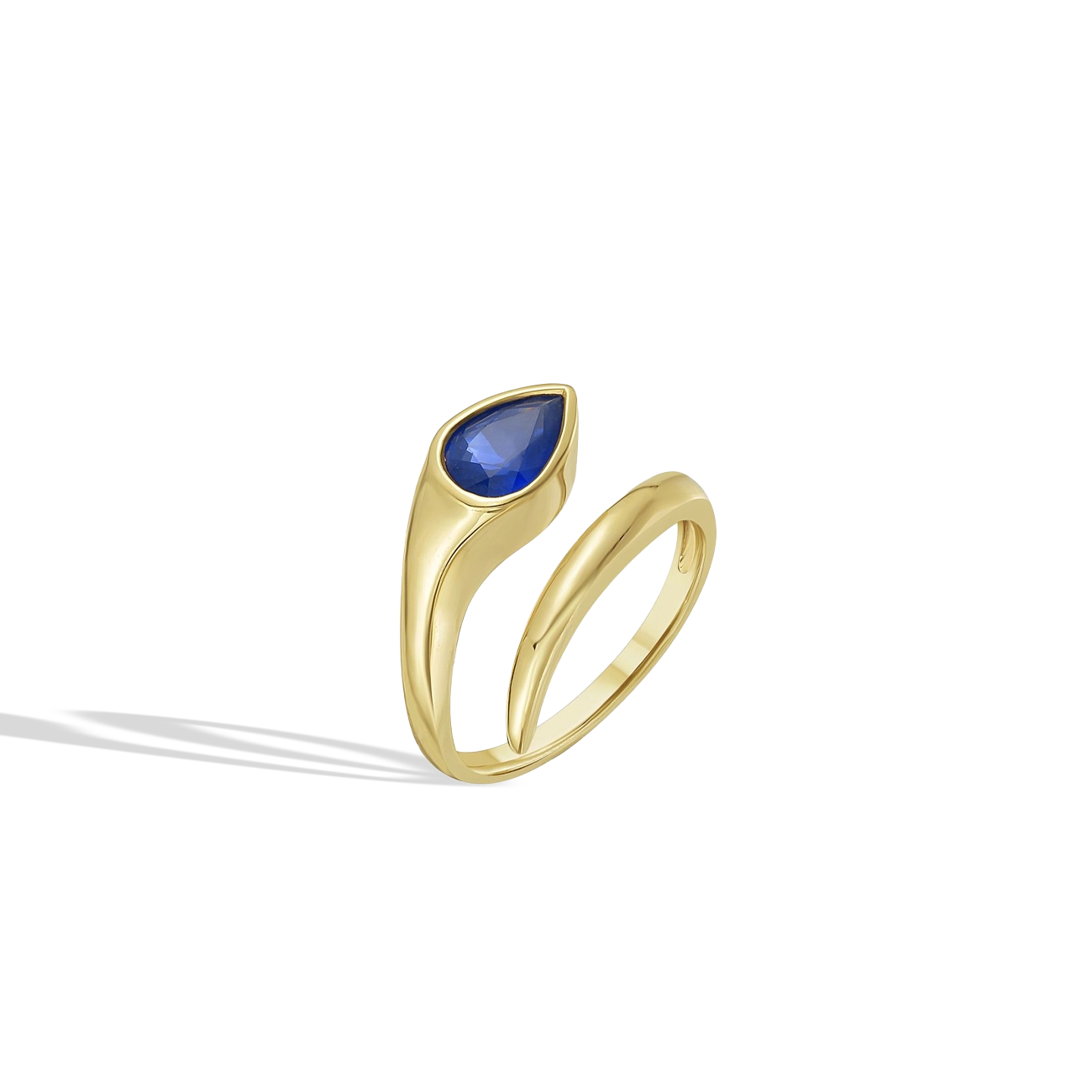 Blue Sapphire Pear Snake Ring