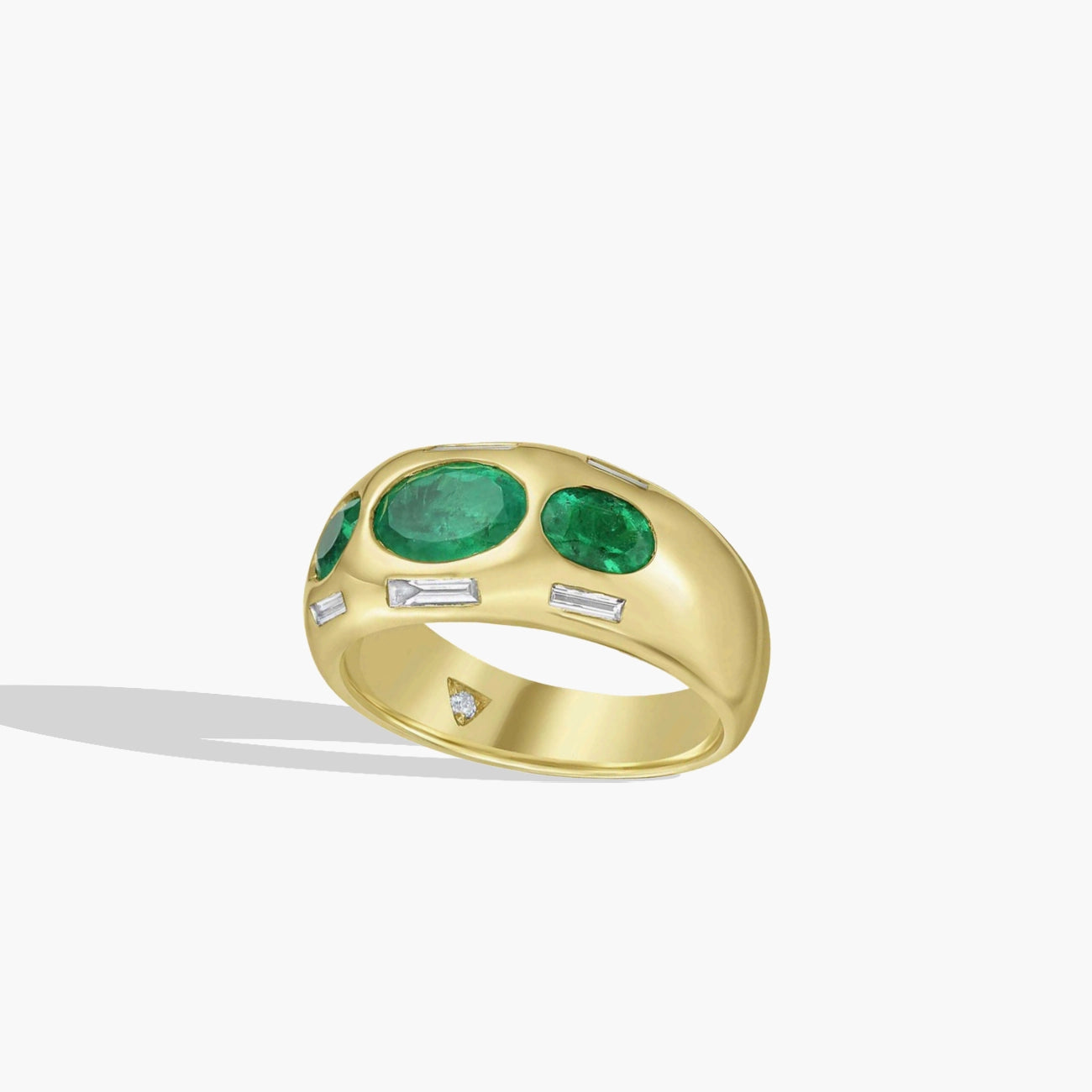 Three Stone Emerald and Diamond Band