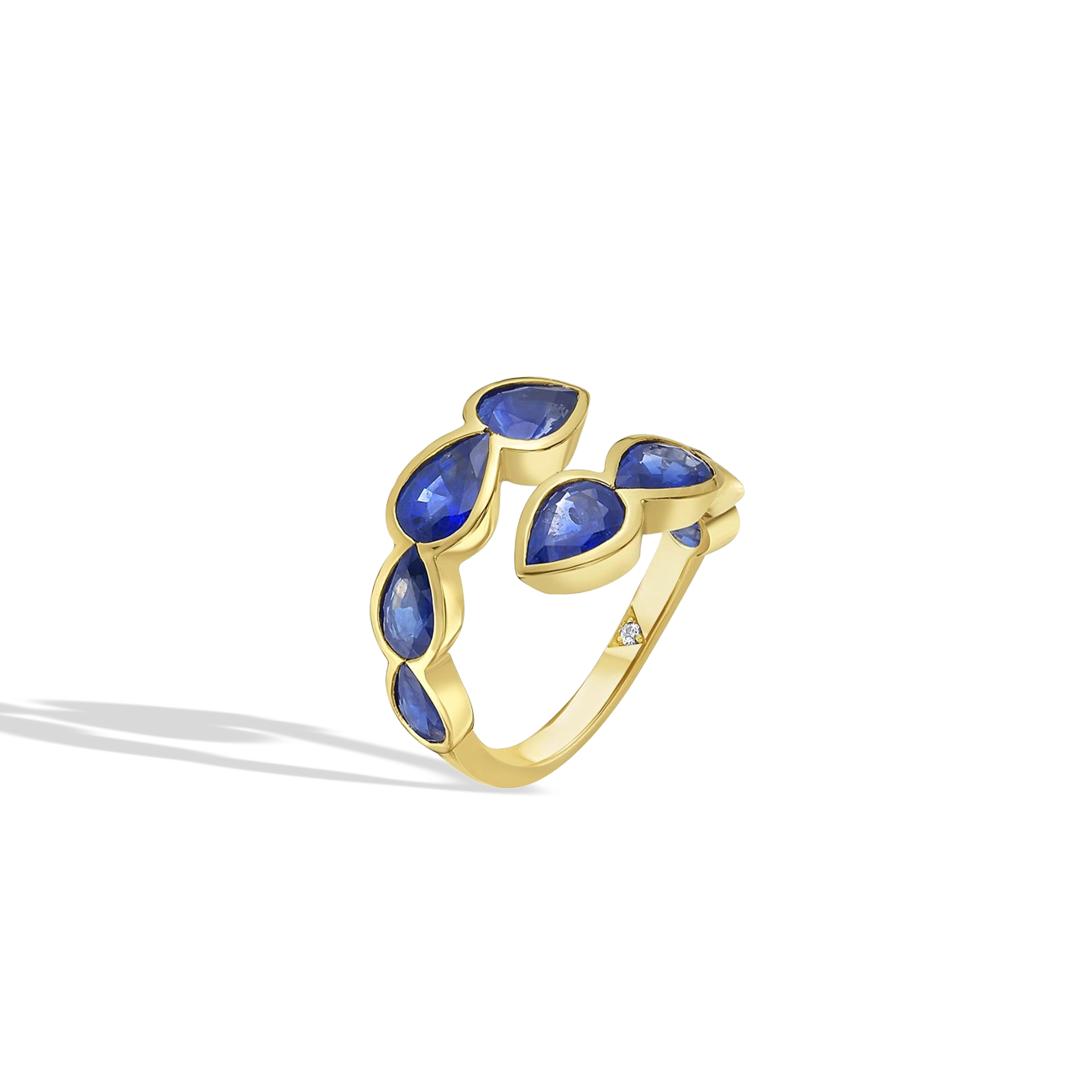 Pear-Shaped Blue Sapphire Bypass Ring