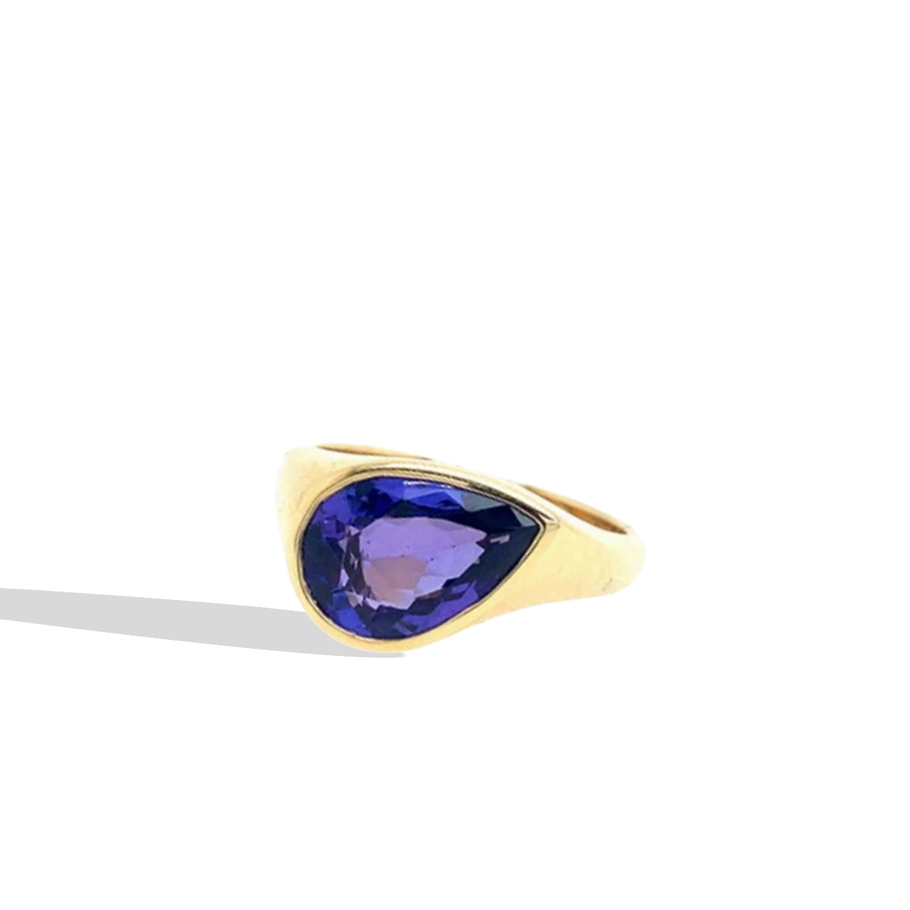 Tanzanite Pear-Shaped Slanted Ring