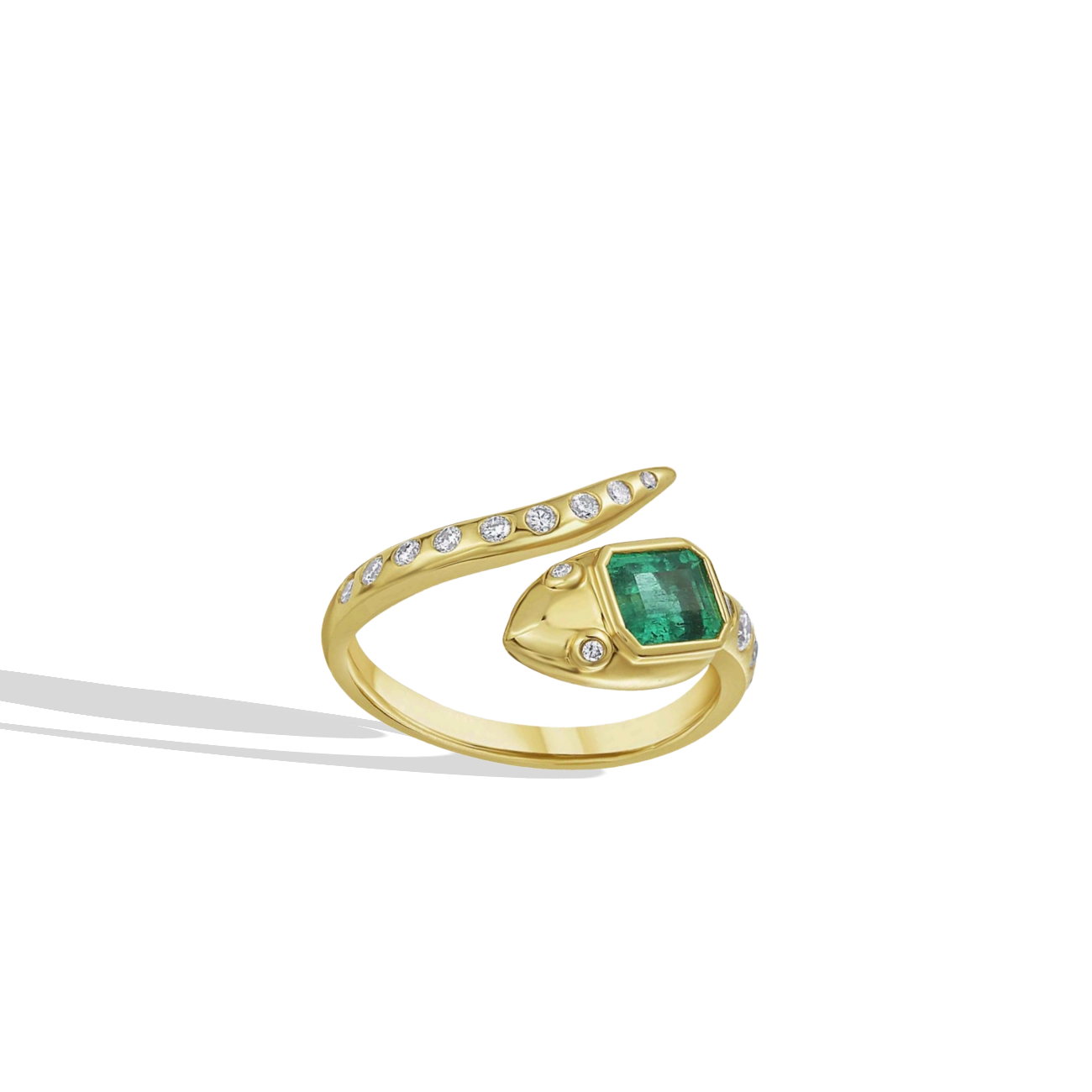 Emerald and Diamond Snake Bypass RIng
