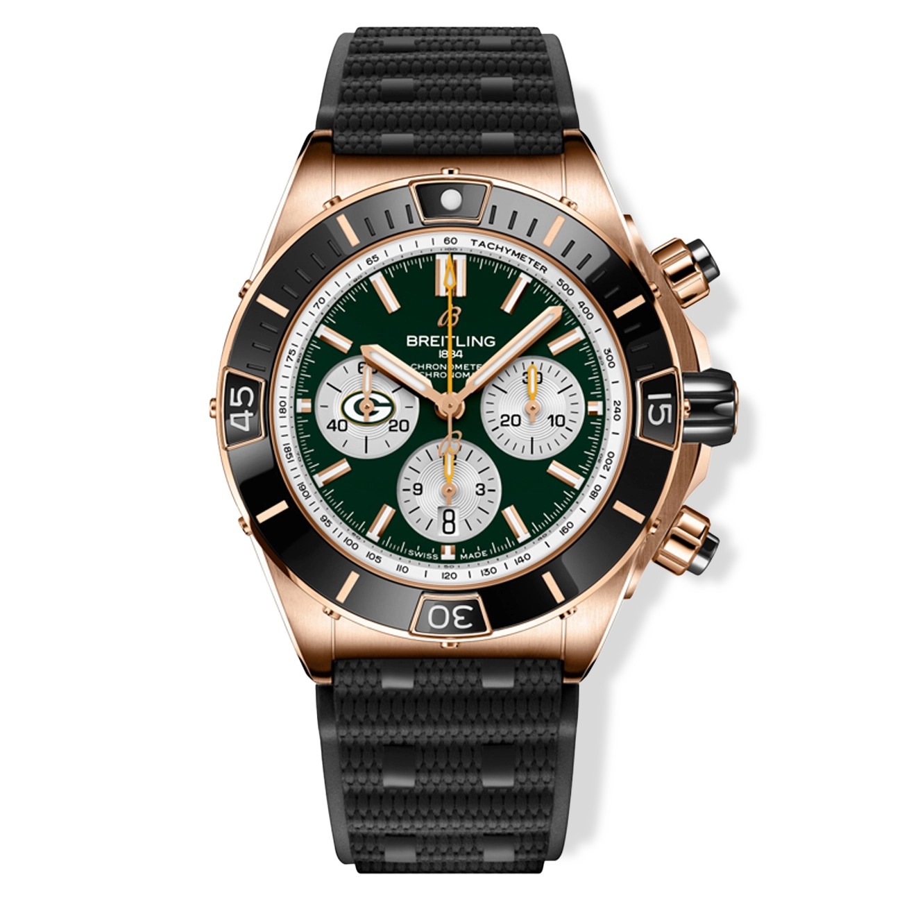 Breitling Super Chronomat B01 44 Green Bay Packers Red Gold Watch