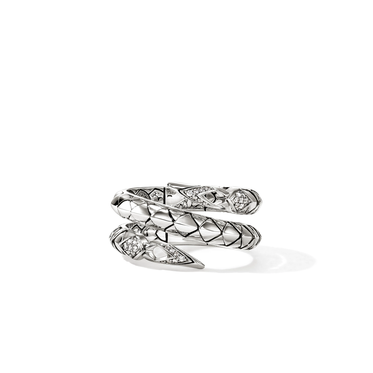 John Hardy Naga Diamond Pavé Double Row Ring