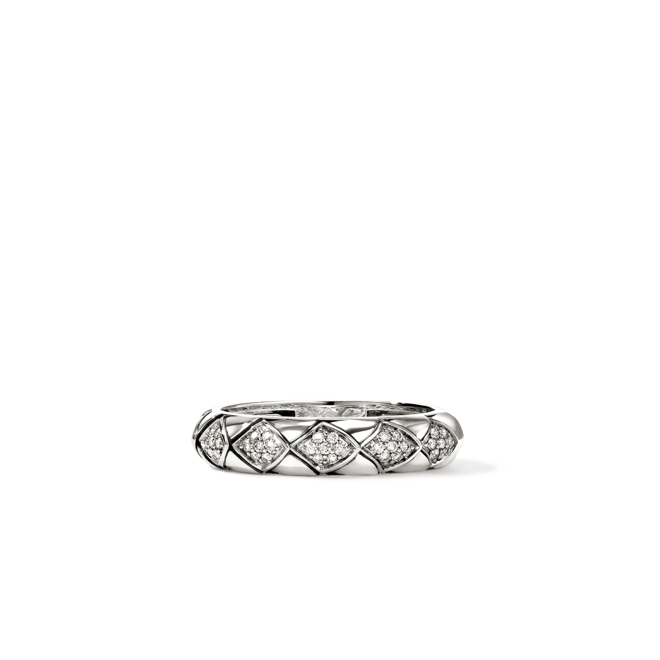 John Hardy Naga Silver Diamond Pavé 4.5mm Band Ring