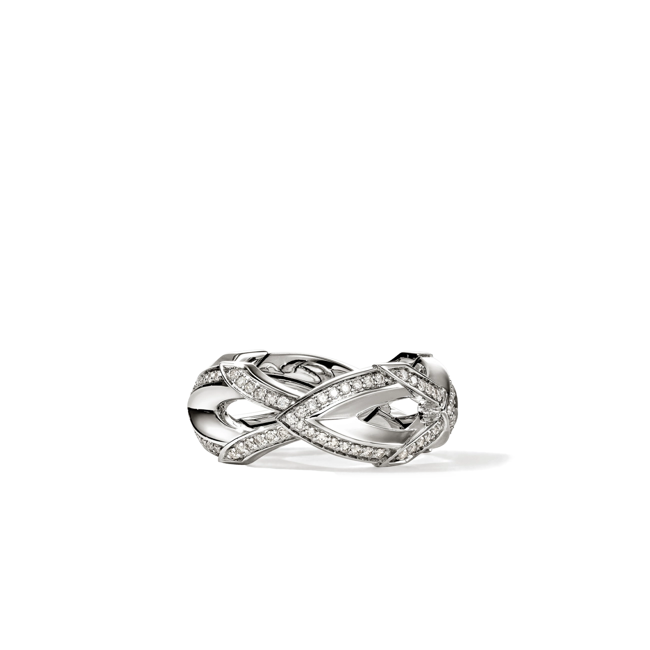 John Hardy Naga Silver Diamond Pavé 8.5mm Band Ring