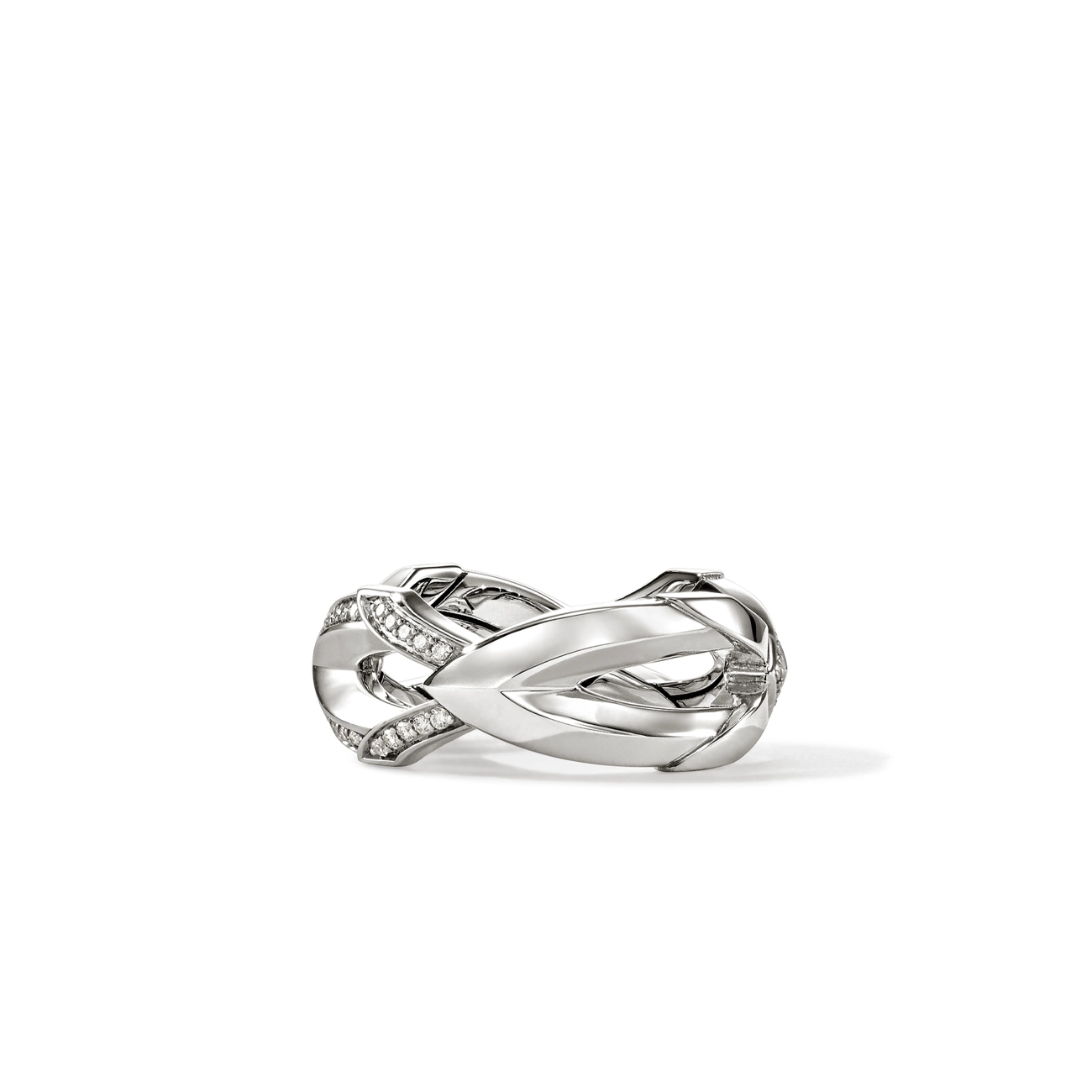 John Hardy Naga Silver Diamond Pavé 8.5mm Band Ring