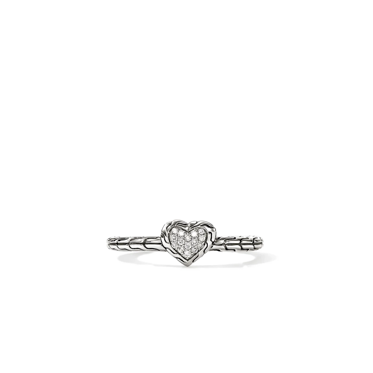 John Hardy Essentials Silver Diamond Heart Ring