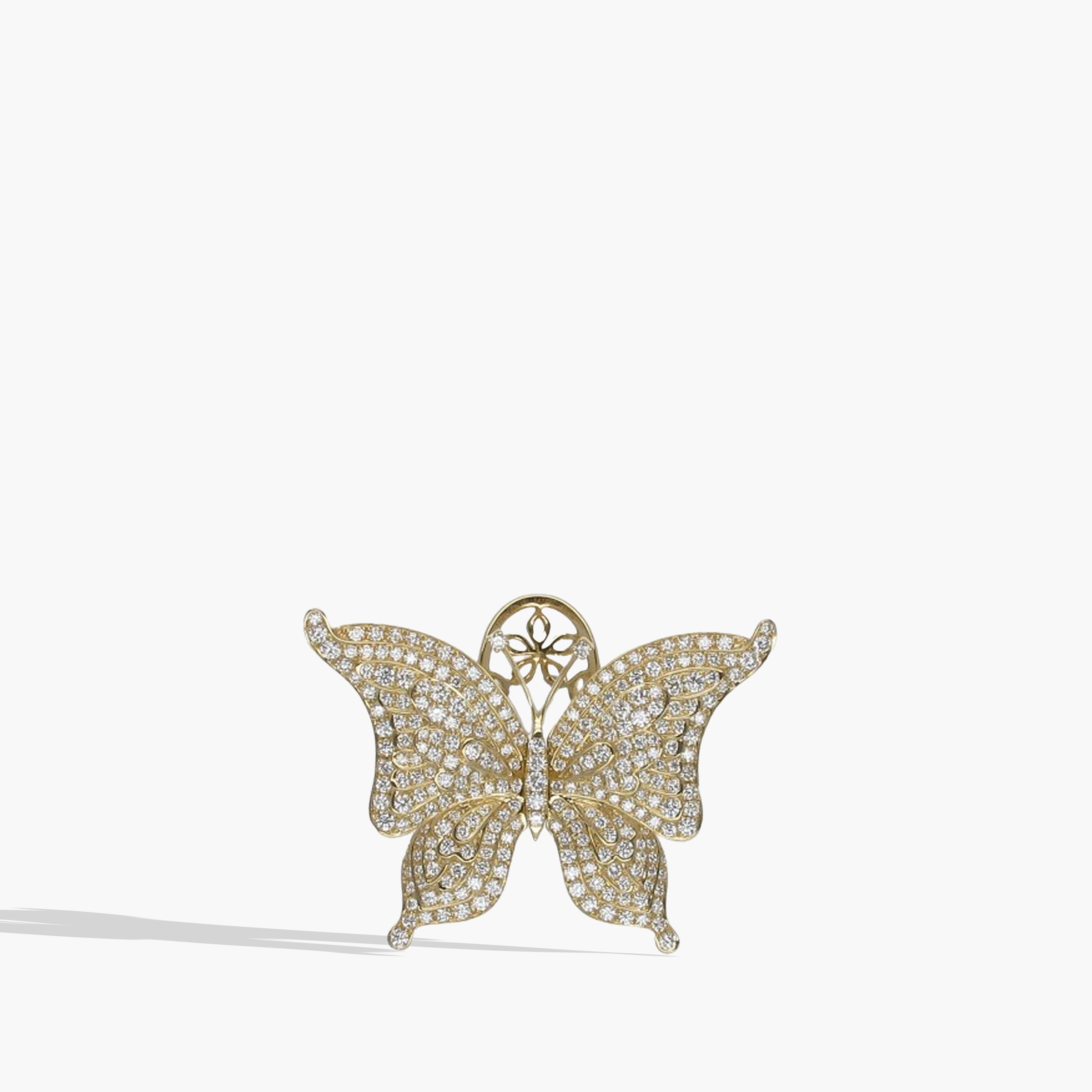 Diamond Butterfly Ring with Articulated Wings