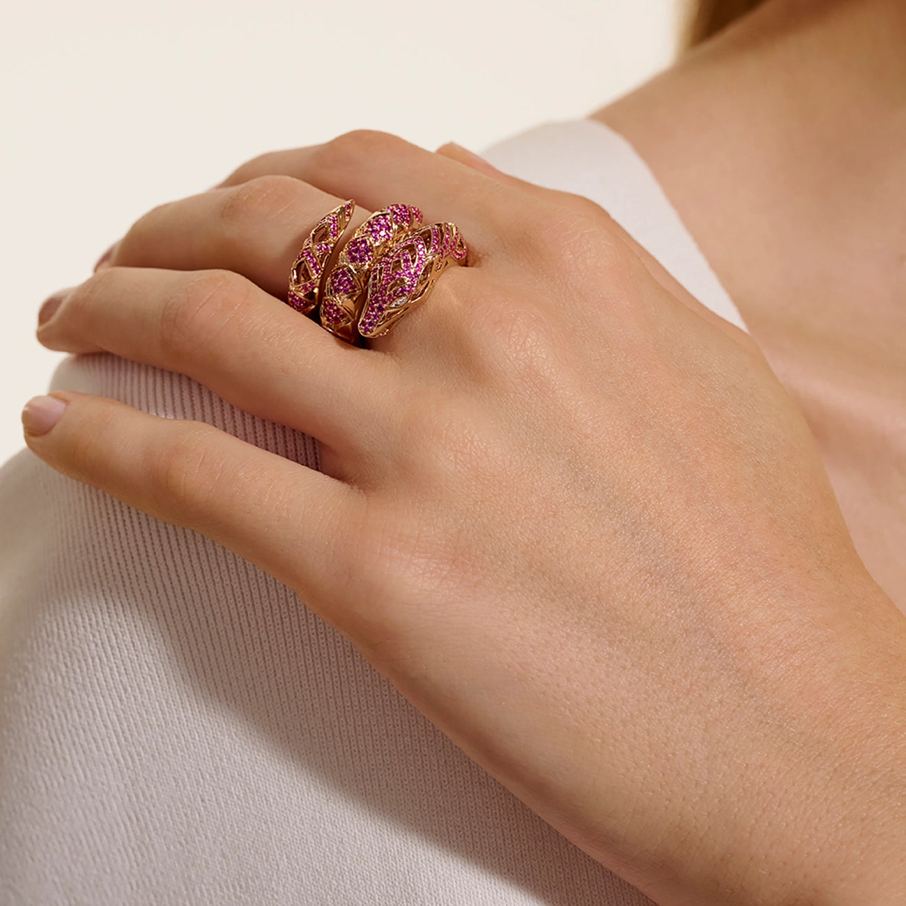 John Hardy Artisan Series Naga Pink Sapphire Wrap Ring