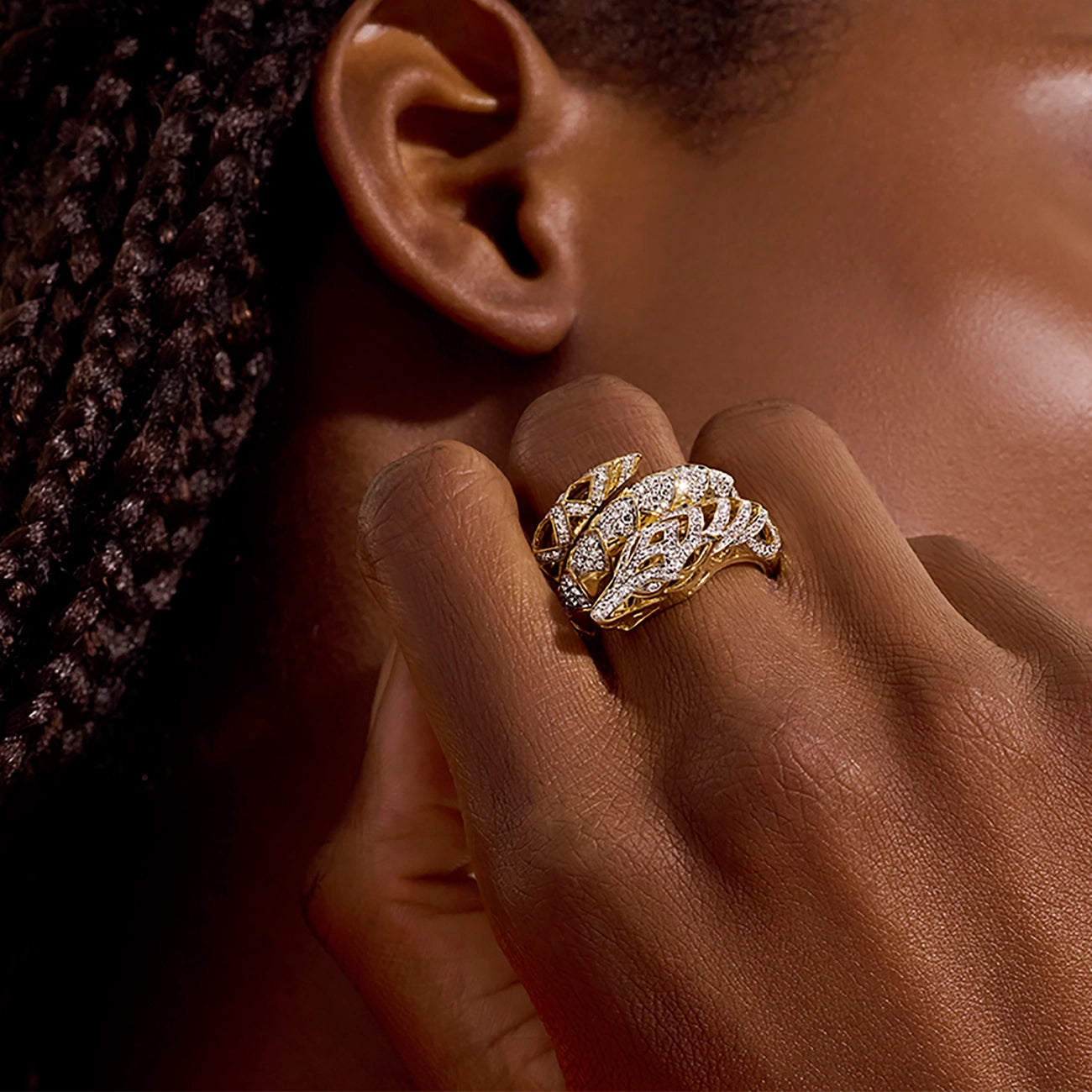 John Hardy Artisan Series Naga Diamond Wrap Ring