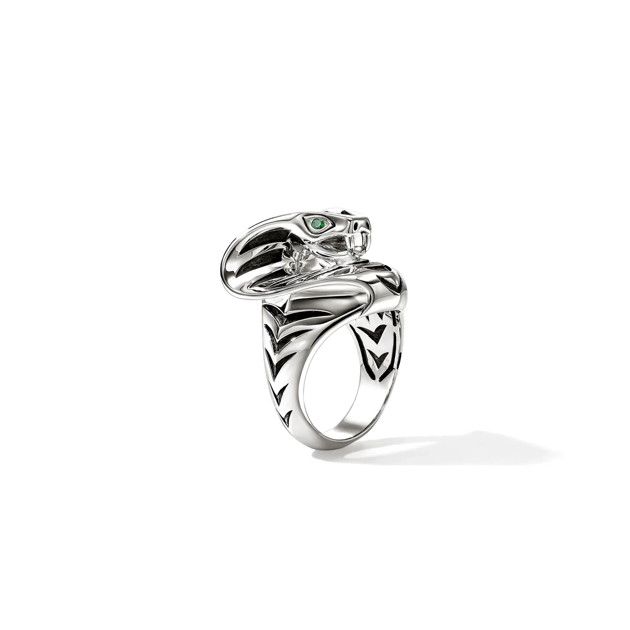 John Hardy Legends Silver Tsavorite Cobra Ring