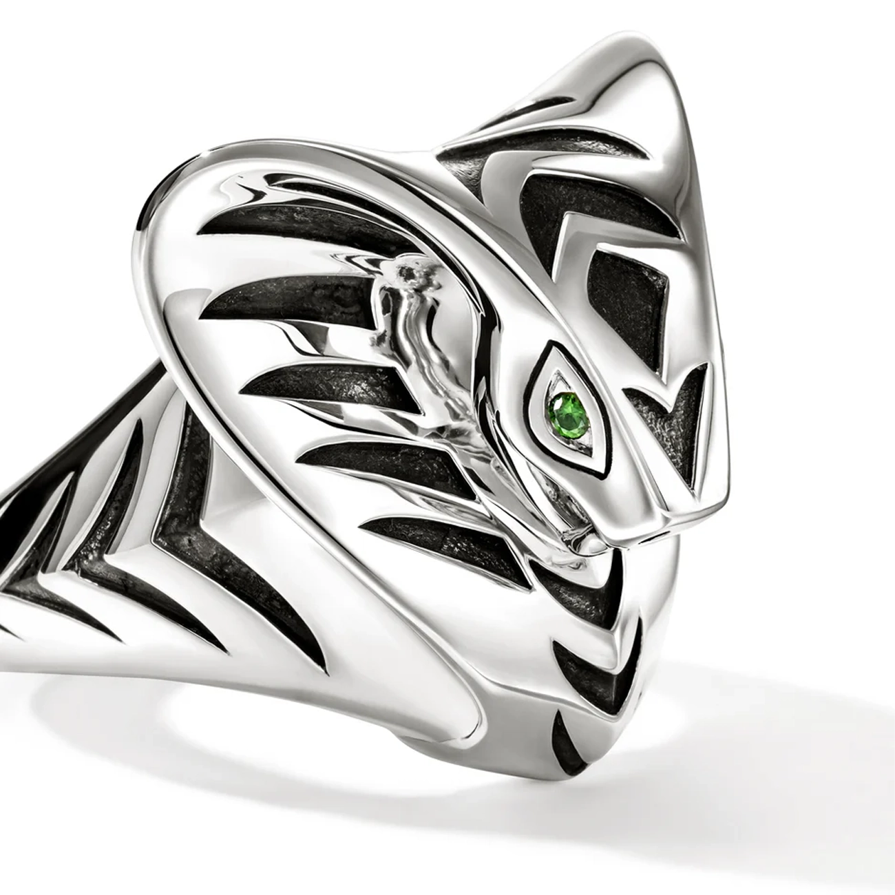 John Hardy Legends Silver Tsavorite Cobra Ring