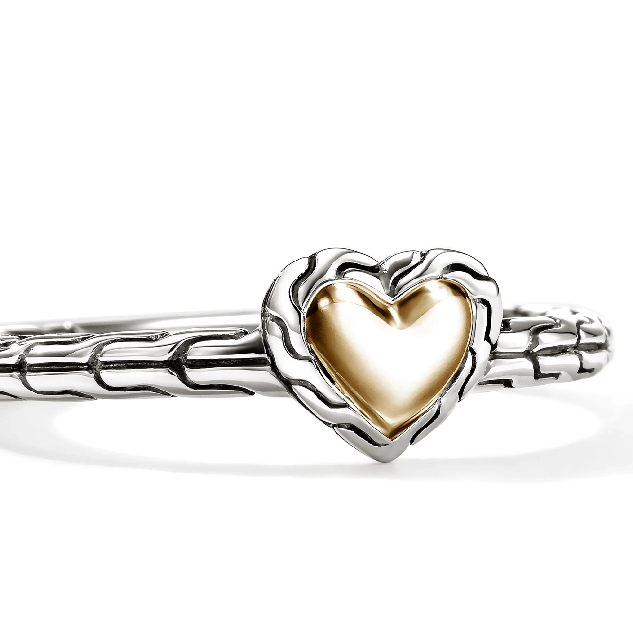John Hardy Essentials Silver and Gold Heart Ring